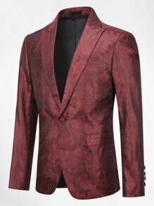 CLOUDSTYLE Men Jacquard Single Button Blazer & Straight Leg Trousers - Multicolor - View 5