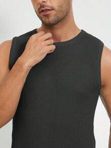 Áo len nam vest màu trơn Giải trí - Màu xám đen - Xem 6