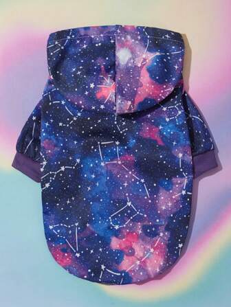 Creative Carrah Y2K風格1入組星空印花秋季狗狗貓貓寵物連帽衫