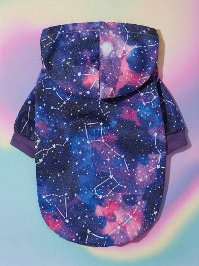 Creative Carrah Y2K風格1入組星空印花秋季狗狗貓貓寵物連帽衫