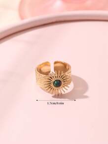 1入組時尚太陽裝飾開口戒指適合女士日常裝飾 - 彩色 - 查看 5