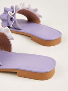 女孩荷葉邊拖鞋適用於戶外 - 紫色 - 查看 4