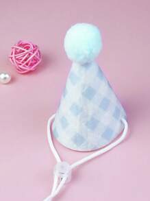 Plaid Lace Birthday Scarf + Hat Set, Pet Birthday Party Set, Suitable For Cats And Dogs, Birthday Celebration, Gift