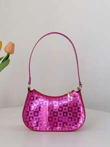 Mädchen Hobo Tasche mit geometrischem Muster, metallisch Reißverschluss, Funky