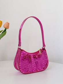 Mädchen Hobo Tasche mit geometrischem Muster, metallisch Reißverschluss, Funky