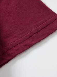 SHEIN LUNE Audiotape And Slogan Graphic Tee - Burgundy - View 3