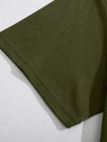 SHEIN LUNE Butterfly And Slogan Graphic Tee - Army Green - View 5