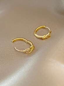 1 Đôi Thời Trang Bằng Thép Không Gỉ Kim Cương Giả Trang Trí Đôi Khuyên Tai Đôi Khuyên Tai Vòng Cho Nữ Trang Trí Hàng Ngày - Vàng - Xem 2