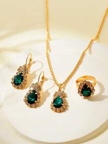 4 cái/bộ Bộ trang sức trang trí bằng đá rhinestone quyến rũ dành cho phụ nữ để làm quà tặng - Nhiều màu - Xem 1