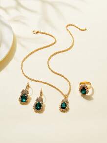 4 cái/bộ Bộ trang sức trang trí bằng đá rhinestone quyến rũ dành cho phụ nữ để làm quà tặng - Nhiều màu - Xem 2