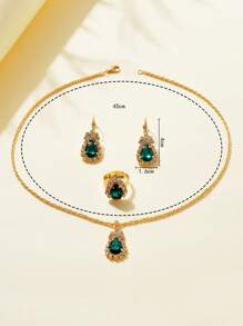 4 cái/bộ Bộ trang sức trang trí bằng đá rhinestone quyến rũ dành cho phụ nữ để làm quà tặng - Nhiều màu - Xem 3