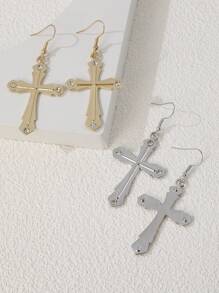 2pairs/set Fashionable Rhinestone Decor Cross Drop Earrings For Women For Daily Decoration - Multicolor - View 3