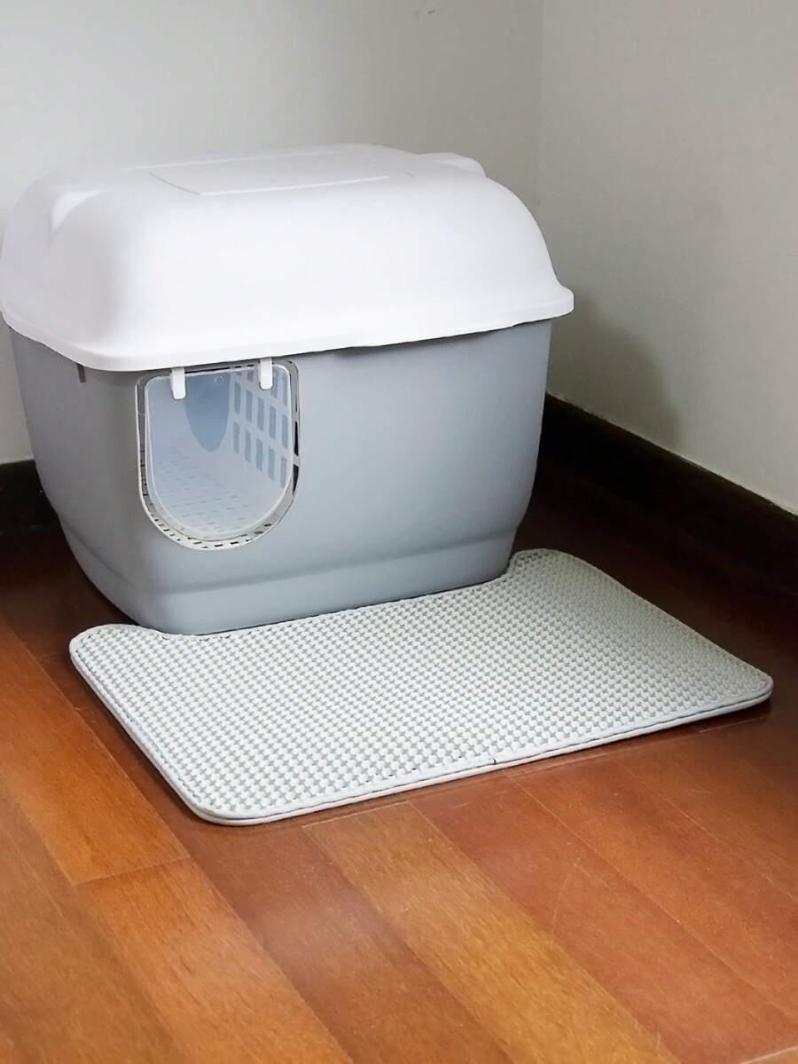 1pc Plain Cat Litter Mat For Cat For Cleaning - Grey - View 1