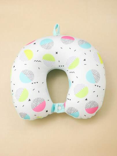 Blauw Warm Cold Double Sided Printed Foam Particle Travel Kussen Shaped