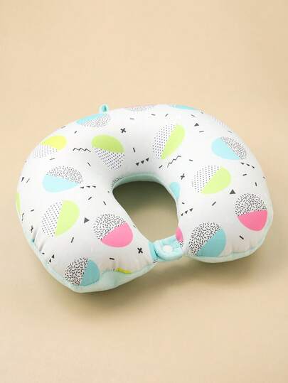 Blauw Warm Cold Double Sided Printed Foam Particle Travel Kussen Shaped view 4