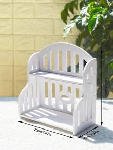 1PC Hai Lớp Trang Trí Thủ Công, Hiện Đại PVC Trắng Trang Trí Giá Đựng Đồ Trang Trí Nhà Cửa - trắng - Xem 2