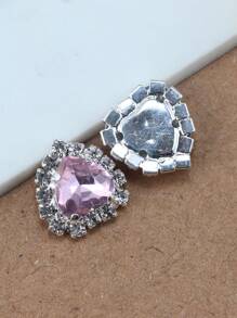10 miếng trang trí móng tay hình trái tim đính đá Rhinestone - Hồng - Xem 1