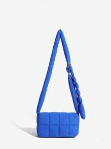 時尚拼接方形斜背包 - 藍色 - 查看 4
