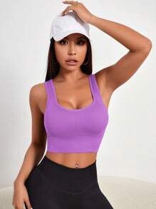 Slayform Slayform Sujetador deportivo unicolor tejido de canalé - Morado - Ver 4