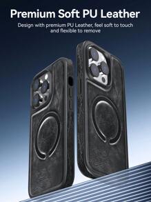 Habyby Men Magnetic PU Anti-fall Phone Case - Black - View 5