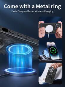 Habyby Men Magnetic PU Anti-fall Phone Case - Black - View 6