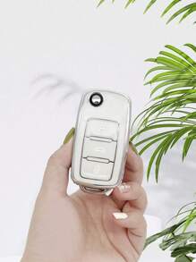 1pc Anti-fall Car Key Case Compatible With Volkswagen, Key Fob Cover - White - View 1