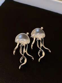 1pair Women's Asymmetrical Cool Earrings - Silver - View 2