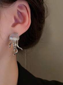1pair Women's Asymmetrical Cool Earrings - Silver - View 3