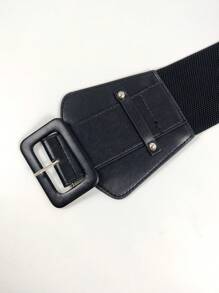 1入組時尚優雅方扣緊身胸衣腰帶，適用於外套和連身裙 - 黑色 - 查看 3