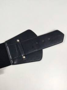 1入組時尚優雅方扣緊身胸衣腰帶，適用於外套和連身裙 - 黑色 - 查看 6