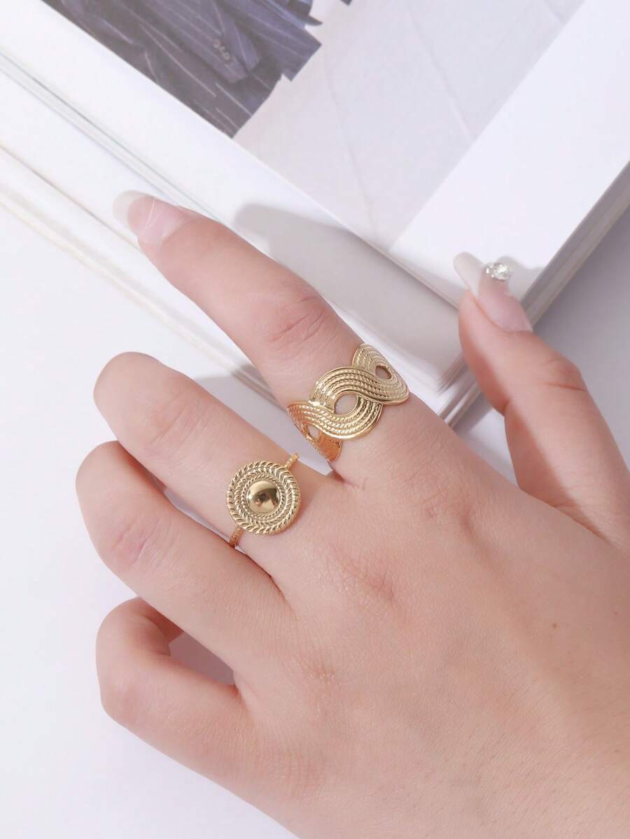 1 bộ vòng kim loại kết cấu - Vàng - Xem 1