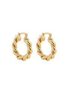 扭結圓耳環 - 金黃色 - 查看 4