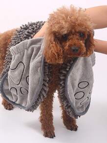 Absorbent Chenille Pet Bath Towel - Grey - View 1