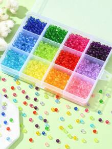 1盒2016顆12色透明亞克力珠刻面混色12網格4毫米各種顏色亞克力輪珠DIY套裝適用於耳環、項鍊和手鍊製作 - 彩色 - 查看 7