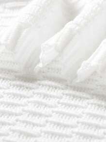 1pc Baby Solid Soft Worsted Swaddling Blanket - White - View 3