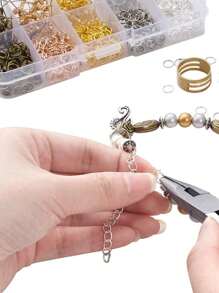 盒混合彩色鋼鐵跳環帶耳鉤套裝，DIY 珠寶製作