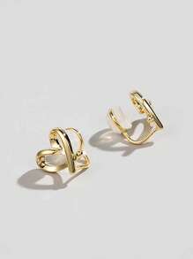 2 Peças Brinco Cuff Decoração de Coração, Dia dos Namorados, Mãe, Mãe, Dia das Mães, Presente