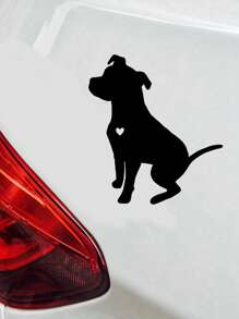 1入心形法國鬥牛犬汽車貼紙 - 黑色 - 查看 1
