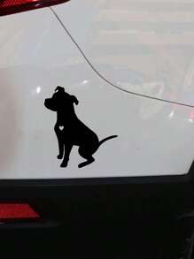 1入心形法國鬥牛犬汽車貼紙 - 黑色 - 查看 2