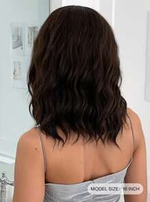 Nâu Trung bình Phần Quăn Tóc giả tổng hợp Đen Nâu Bob Tóc giả Đối với phụ nữ Hằng ngày Buổi tiệc Chống nóng Tóc giả - màu nâu - Xem 3