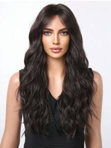 Black Brown Long Wavy Curly Wig Natural Looking Synthetic Wig Beginners Friendly Heat Resistant Fashionable For Daily Use Halloween Wedding Party Wear Music Festival Gift Hot - 黑色 - 查看 6