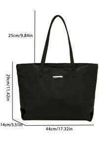 Women Folding Storage Bag Fashion Shopping Bag Cloth Large-Capacity Waterproof Storage Bag, Literary School Bag & Bookbag For Women Or Students, Perfect For Books, Shopping, Back To School And More - Black - View 8