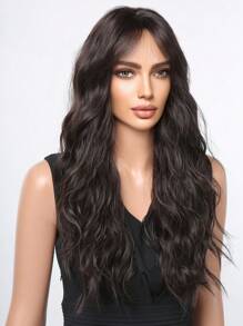 Black Brown Long Wavy Curly Wig Natural Looking Synthetic Wig Beginners Friendly Heat Resistant Fashionable For Daily Use Halloween Wedding Party Wear Music Festival Gift Hot - 黑色 - 查看 7