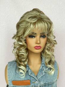 Shoulder Length Curly Wigs For Women, Synthetic Wigs  Elegant Natural Looking For Daily Party - Gold - View 1