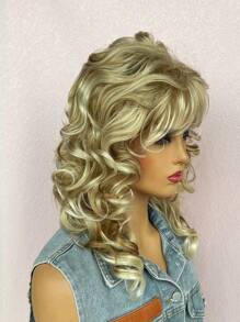 Shoulder Length Curly Wigs For Women, Synthetic Wigs  Elegant Natural Looking For Daily Party - Gold - View 5