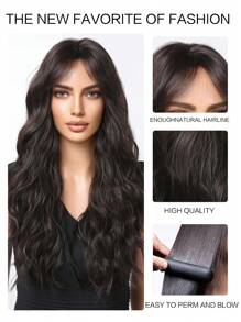 Black Brown Long Wavy Curly Wig Natural Looking Synthetic Wig Beginners Friendly Heat Resistant Fashionable For Daily Use Halloween Wedding Party Wear Music Festival Gift Hot - 黑色 - 查看 8