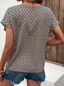 SHEIN LUNE Áo sơ mi nữ Hình học Tất cả trên in Giải trí - Nhiều màu - Xem 2