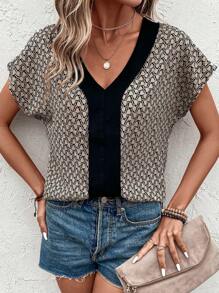 SHEIN LUNE Áo sơ mi nữ Hình học Tất cả trên in Giải trí - Nhiều màu - Xem 4