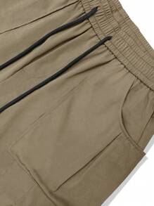 Claim Dot Quần Short Nam Dây kéo Túi màu trơn Giải trí - Màu Khaki - Xem 8