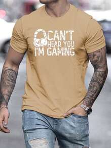 Manfinity Homme Men Slogan Graphic Tee - Khaki - View 1